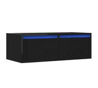 vidaXL Mueble de TV con Luces LED Roble Negro 75x35,5x25 cm, Soporte de TV, Mueble de TV, Mueble Multimedia, aparador de TV, Mueble de Alta fidelidad