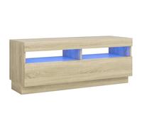 vidaXL Armario TV con Luces LED Soporte Mobiliario Aparador Estante Salón Sala de Estar Dormitorio Decoración Color Roble Sonoma 100x35x40 cm