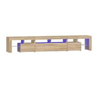 vidaXL Mueble de TV con Luces LED Aparador Armario Auxiliar Soporte Consola Televisión Sala Almacenamiento Mueble Salón Casa Hogar Roble Sonoma