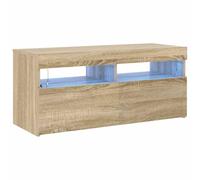 vidaXL Armario TV con Luces LED Soporte Muebles Aparador Estante Salón Sala de Estar Decoración Entretenimiento Roble Sonoma 90x35x40 cm