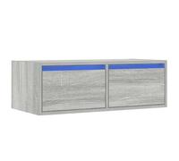 vidaXL Mueble de TV con Luces LED Sonoma Gris 75x35,5x25 cm, Soporte de TV, Mueble de TV, Mueble Multimedia, aparador de TV, Mueble de Alta fidelidad