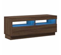 vidaXL Mueble de TV con Luces LED Soporte Auxiliar Consola Aparador Armario Cajón Entrada Sala Estante Mueble Casa Salón Color Marrón Roble