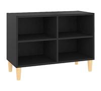 vidaXL Mueble de TV con Patas Soporte Mobiliario Aparador Estante Salón Sala de Estar Dormitorio Decoración Negro 69,5x30x50 cm Madera Maciza