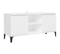 vidaXL Mueble de TV con patas, estante aparador metal blanco 103,5x35x50 cm