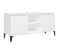 vidaXL Mueble de TV con Patas Soporte Mobiliario Aparador Estante Salón Sala de Estar Dormitorio Decoración de Metal Blanco 103,5x35x50 cm