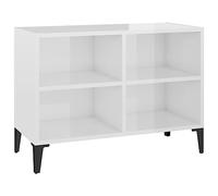 vidaXL Mueble de TV con Patas Soporte Mobiliario Aparador Estante Salón Sala de Estar Dormitorio Decoración de Metal Blanco Brillante 69,5x30x50 cm