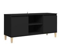 vidaXL Mueble de TV con Patas Soporte Mobiliario Aparador Estante Salón Sala de Estar Dormitorio Decoración Negro 103,5x35x50 cm Madera Maciza