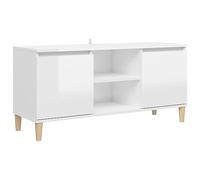 vidaXL Mueble de TV con Patas Soporte Mobiliario Aparador Estante Salón Sala de Estar Dormitorio Decoración Blanco Brillante 103,5x35x50 cm Madera