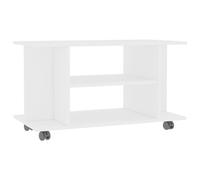 vidaXL Mueble de TV con Ruedas, Armario con Estantes, Aparador de Televisión, Mueble Auxiliar para Salón, Madera de Ingeniería Blanco