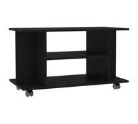 vidaXL Mueble de TV con Ruedas, Armario con Estantes, Aparador de Televisión, Mueble Auxiliar para Salón, Madera de Ingeniería Negro