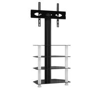 vidaXL Mueble de TV de Esquina 4 Niveles para 32-70 Pulgadas, Soporte Televisor, Mesa Esquinera Almacenaje, Mueble de Salón Dormitorio, Negro Plateado