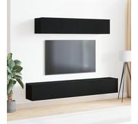 Unidad de Exhibición Negra Montada en la Pared vidaXL | Madera Duradera Acabado Mate Diseño Ahorrador de Espacio Ideal para Salas de Estar y Cines en Casa