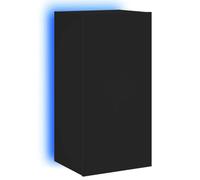 vidaXL Mueble de TV de Pared con Luces LED, Armario Auxiliar con Almacenaje, Mueble Multimedia Colgante, Armario Flotante para Salón, Negro
