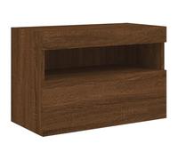 vidaXL Mueble de TV de Pared con Luces LED, Armario Auxiliar con Almacenaje, Mueble Multimedia Colgante, Armario Flotante para Salón, Roble Marrón