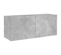 vidaXL Mueble de TV de Pared con Luces LED, Armario Colgante con Almacenaje, Mueble Multimedia, Aparador Flotante para Salón, Gris Hormigón