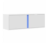 vidaXL Mueble de TV de Pared con Luces LED Blanco 100x31x35 cm, Mueble de TV suspendido, Mueble de TV montado en la Pared, Soporte de TV Flotante
