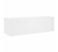 vidaXL Mueble de TV de Pared con Luces LED Blanco 100x35x31 cm, Mueble Flotante para TV, Armario de Pared, Mueble para TV con Puerta