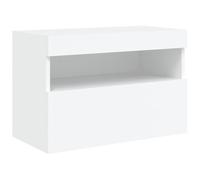 vidaXL Mueble de TV de Pared con Luces LED, Armario Auxiliar con Almacenaje, Mueble Multimedia Colgante, Armario Flotante para Salón, Blanco