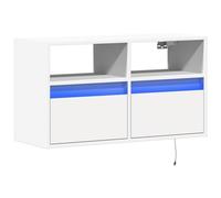 vidaXL Mueble de TV de Pared con Luces LED Blanco 80x31x45 cm, Mueble de TV suspendido, Mueble de TV montado en la Pared, Soporte de TV Flotante