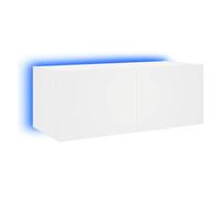vidaXL Mueble de TV de Pared con Luces LED Blanco 80x35x31 cm