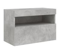 vidaXL Mueble de TV de Pared con Luces LED, Armario Auxiliar con Almacenaje, Mueble Multimedia Colgante, Armario Flotante para Salón, Gris Hormigón