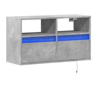 vidaXL Mueble de TV de Pared con Luces LED Gris hormigón 80x31x45 cm, Mueble de TV suspendido, Mueble de TV montado en la Pared, Soporte de TV Flotante