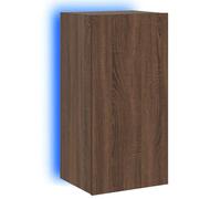 vidaXL Mueble de TV de Pared con Luces LED marrón Roble 40,5x35x80 cm