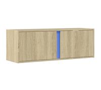 vidaXL Mueble de TV de Pared con Luces LED Roble Sonoma 100x31x35 cm, Mueble de TV suspendido, Mueble de TV montado en la Pared, Soporte de TV Flotante