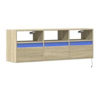 vidaXL Mueble de TV de Pared Roble Sonoma con Luces LED y Almacenamiento 130x31x45 cm