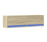 vidaXL Mueble de TV de Pared con Luces LED Roble Sonoma 140x31x38 cm, Mueble de TV suspendido, Mueble de TV montado en la Pared, Soporte de TV Flotante
