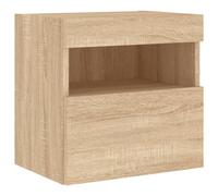 vidaXL Mueble de TV de Pared con Luces LED, Armario Auxiliar con Almacenaje, Mueble Multimedia Colgante, Armario Flotante para Salón, Roble Sonoma
