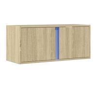 vidaXL Mueble de TV de Pared con Luces LED Roble Sonoma 80x31x35 cm, Mueble de TV suspendido, Mueble de TV montado en la Pared, Soporte de TV Flotante