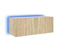 vidaXL Mueble de TV de pared Roble Sonoma con luces LED 80x35x31 cm