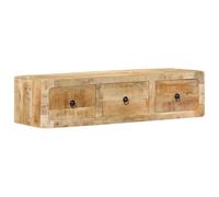 vidaXL Mueble de TV de Pared Madera Maciza Mango Rugosa 100x32x25 cm, Soporte de TV, aparador de TV, Mueble de Alta fidelidad, Banco de TV