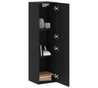 vidaXL Soporte para TV Moderno de Roble Negro con 3 Estantes Ajustables para Sala de Estar o Cine en Casa Acabado Mate Ubicación de Puerta Versátil Construcción