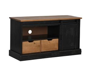 vidaXL Mueble de TV Halden con Puerta corredera Negro 110x40x60 cm, Soporte de TV, Mueble de TV, Consola de TV, aparador de TV, Mueble Multimedia