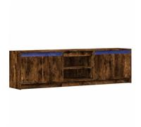 vidaXL Mueble de TV LED Madera ingeniería Roble Ahumado 180x34x50 cm, Mueble televisor, Banco de TV, Armario de TV, Soporte de TV, aparador de TV