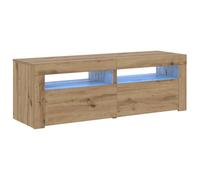 vidaXL Mueble de TV Luces LED Madera Roble Artisan 120x35x40 cm, Soporte de TV, Mueble Multimedia, Consola de TV, Mueble HiFi