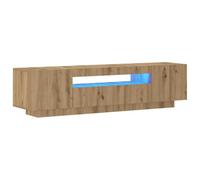 vidaXL Mueble de TV Luces LED Madera Roble Artisan 160x35x40 cm, Soporte de TV, Mueble Multimedia, Consola de TV, Mueble HiFi