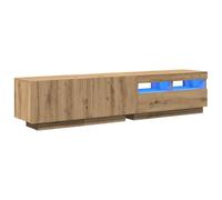 vidaXL Mueble de TV Luces LED Madera Roble Artisan 180x35x40 cm