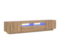 vidaXL Mueble de TV luces LED madera roble artisan 200x35x40 cm, soporte de TV, aparador de TV, mueble de alta fidelidad, banco de TV, mueble de TV
