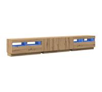 vidaXL Mueble de TV Luces LED Madera Roble Artisan 260x35x40 cm