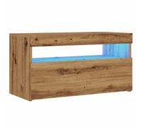 vidaXL Mueble de TV Luces LED Madera Roble Artisan 75x35x40 cm, Soporte de TV, Mueble Multimedia, Consola de TV, Mueble HiFi