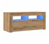 vidaXL Mueble de TV Luces LED Madera Roble Artisan 90x35x40 cm, Soporte de TV, Mueble Multimedia, Consola de TV, Mueble HiFi