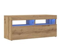 vidaXL Mueble de TV Luces LED Madera Roble Artisan 90x35x40 cm
