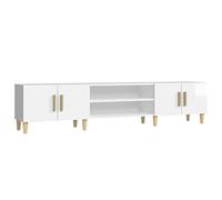 vidaXL Mueble de TV Madera contrachapada Blanco Brillo 180x31,5x40 cm, Soporte de TV, Armario Auxiliar, Armario para Equipos de música, Armario de TV