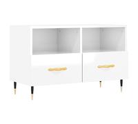 vidaXL Mueble de TV Madera contrachapada Blanco Brillo 80x36x50 cm