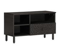 Mueble de TV madera maciza de mango negro 80x33x46 cm