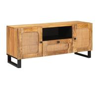 vidaXL Mueble de TV Marrón 105 x 33 x 46 cm Madera de Mango Maciza, Mueble de TV Moderno para Sala, Almacenamiento Rectangular, soluciones duraderas para tu hogar