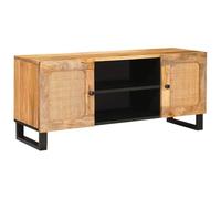 vidaXL Mueble de TV Marrón 105 x 33 x 46 cm Madera de Mango Maciza, Mueble de Sala, Estante para TV Moderno, Almacenamiento en Madera de Mango, Funcional y Compacto